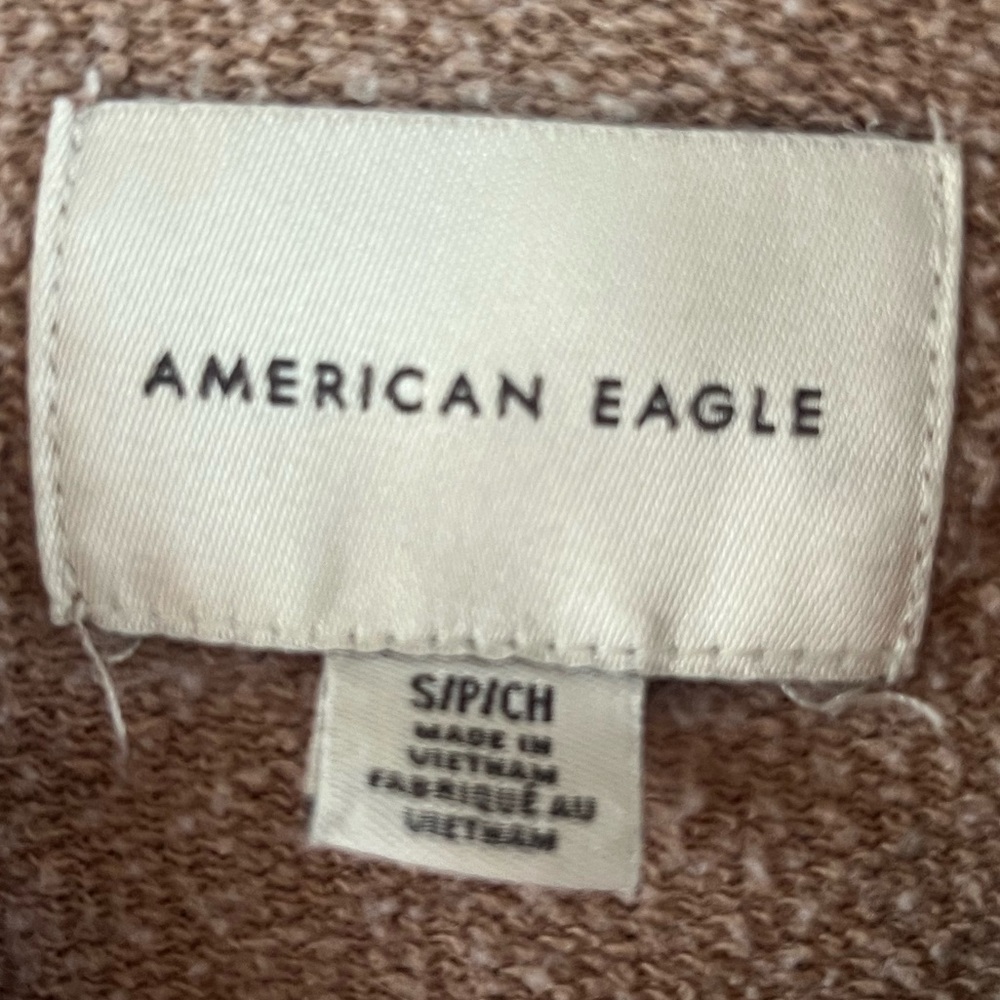 American Eagle Women’s Brown Cropped Zip Up Hoodie Size Small - Picture 7 of 8